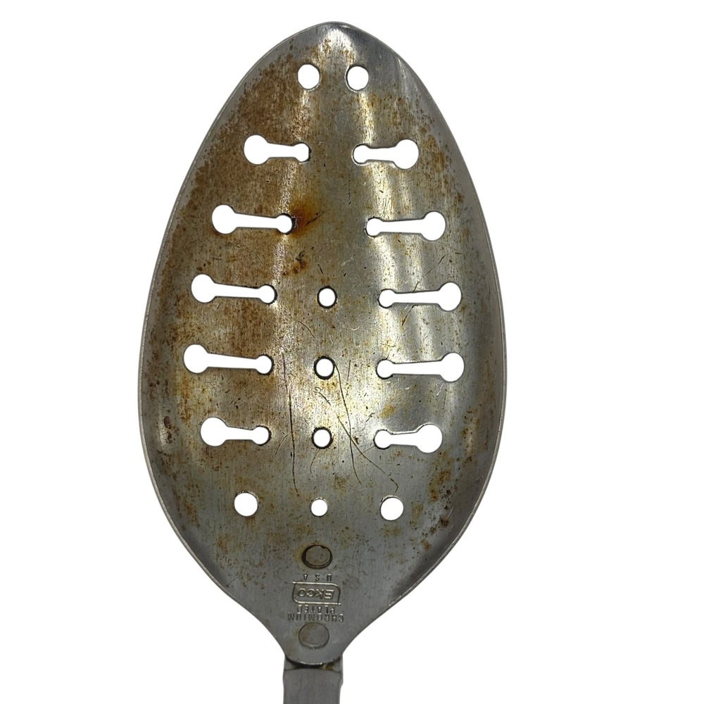 Vintage EKCO Chromium Plated Slotted Spoon U.S.A.‎ Kitchen Utensil Server - Picture 3 of 6